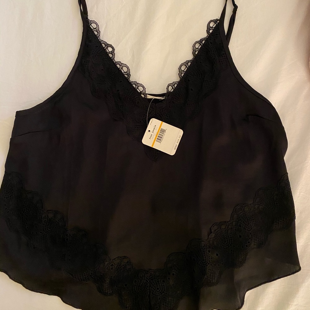 Free People Black Lacy Tanktop
